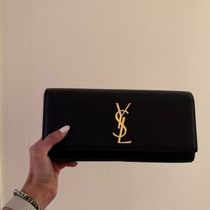 Saint Laurent YSL Black Monogram Envelope Clutch – Excellent Condition